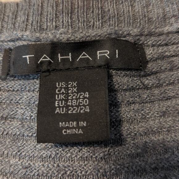 Tahari Plus Size Gray Wool Blend Drop Sleeve Button Down Back Sweater Size 2X - Picture 5 of 8